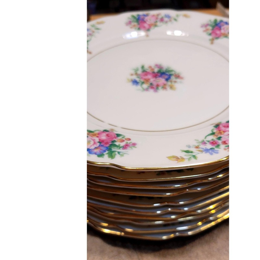 Royal Ivory Czechoslovakia Madeline Windsor China Plates Set 5 Floral Gold